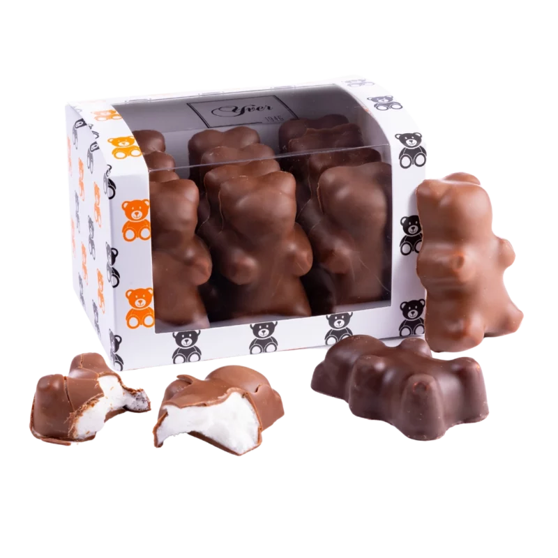 12 oursons à la guimauve enrobé de chocolat noir ou lait - Yver Chocolatier Granville