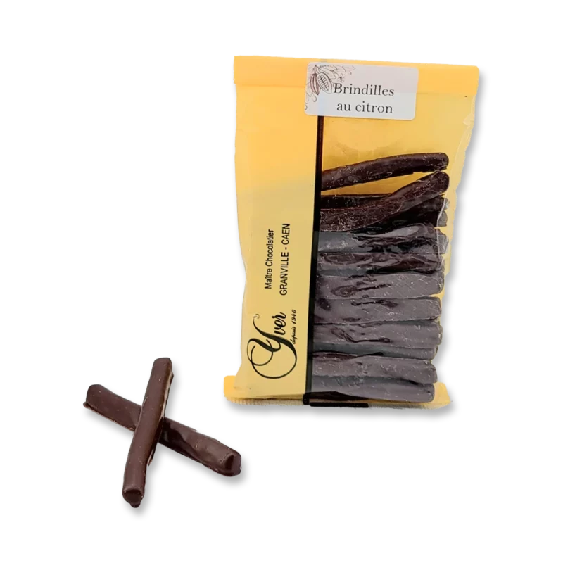 Sachet de 100 grammes de Brindilles au Citron du Chocolatier Yver Granville-Cean