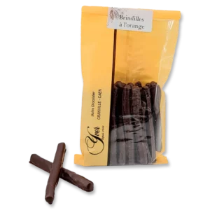 Sachet de 100 grammes de Brindilles à l'orange du Chocolatier Yver Granville-Cean