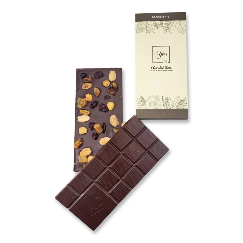 Tablette de mendiants noir du Chocolatier Yver à Granville-Caen