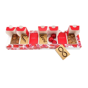 Réglette Saint-Valentin composée de 7 gourmandises de la Maison Yver Chocolatier